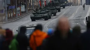 Na Crvenom trgu u Moskvi održana je proba vojne parade koja će biti održana povodom obilježavanja 76. godišnjice pobjede nad fašizmom. Ceremonija se održava 9. maja, a u toku su pripreme. Ruska vojna vozila prošla su poznatim Crvenim trgom. (Sefa Karacan - Anadolu Agency)/Sefa Karacan