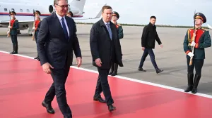 Moskva, Rusija - 8. maj 2025:Predsjednik Srbije Aleksandar Vučić doputovao je u srijedu u Moskvu gdje će prisustvovati paradi povodom Dana pobjede i održati bilateralne sastanke (Ilya Pitalev - Anadolu Agency)/