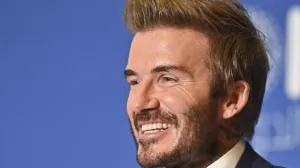 epa09852832 David Beckham, UNICEF Ambassador and Former Professional Footballer speaks during the Plenary Session of the final day of Doha Forum at the Sheraton Grand Doha Resort & Convention Hotel in Doha, Qatar, 27 March 2022. EPA/NOUSHAD THEKKAYIL