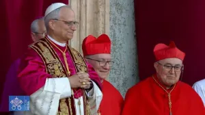 Kardinal Vinko Puljić tokom prvog govora pape Lava XIV/Prtsc