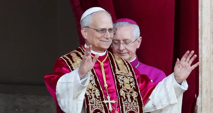 Newly elected Pope Leo XIV, Cardinal Robert Prevost of the United States, appears on the balcony of St. Peter's Basilica at the Vatican, May 8, 2025. REUTERS/Claudia Greco