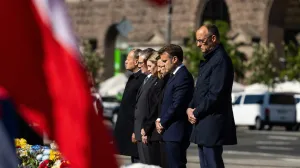 Njemački kancelar Friedrich Merz, francuski predsjednik Emmanuel Macron, poljski premijer Donald Tusk i britanski premijer Keir Starmer doputovali su u Kijev vozom//