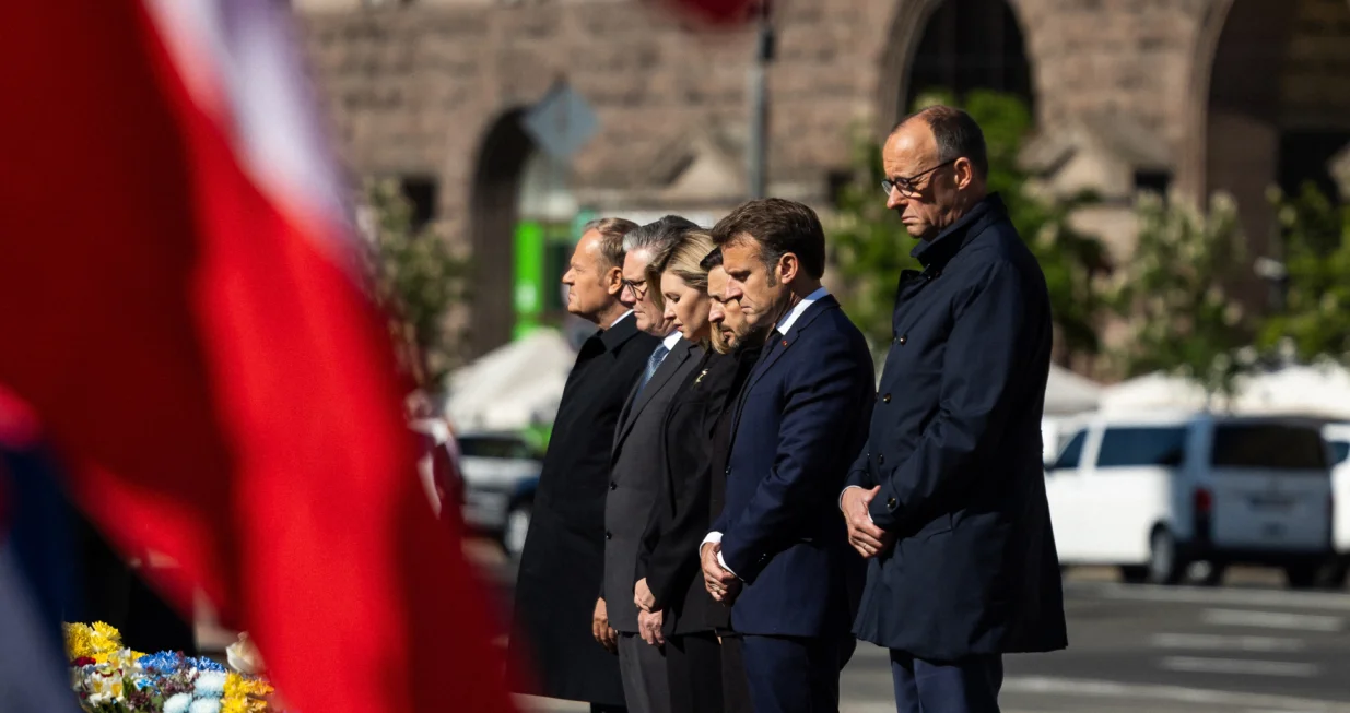Njemački kancelar Friedrich Merz, francuski predsjednik Emmanuel Macron, poljski premijer Donald Tusk i britanski premijer Keir Starmer doputovali su u Kijev vozom//