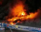 FILE PHOTO: Drone view of the Marywilska 44 shopping centre burning during a massive fire in Warsaw, Poland, May 12, 2024. Dariusz Borowicz/Agencja Wyborcza.pl via REUTERS ATTENTION EDITORS - THIS IMAGE WAS PROVIDED BY A THIRD PARTY. POLAND OUT. NO COMMERCIAL OR EDITORIAL SALES IN POLAND./File Photo/Dariusz Borowicz
