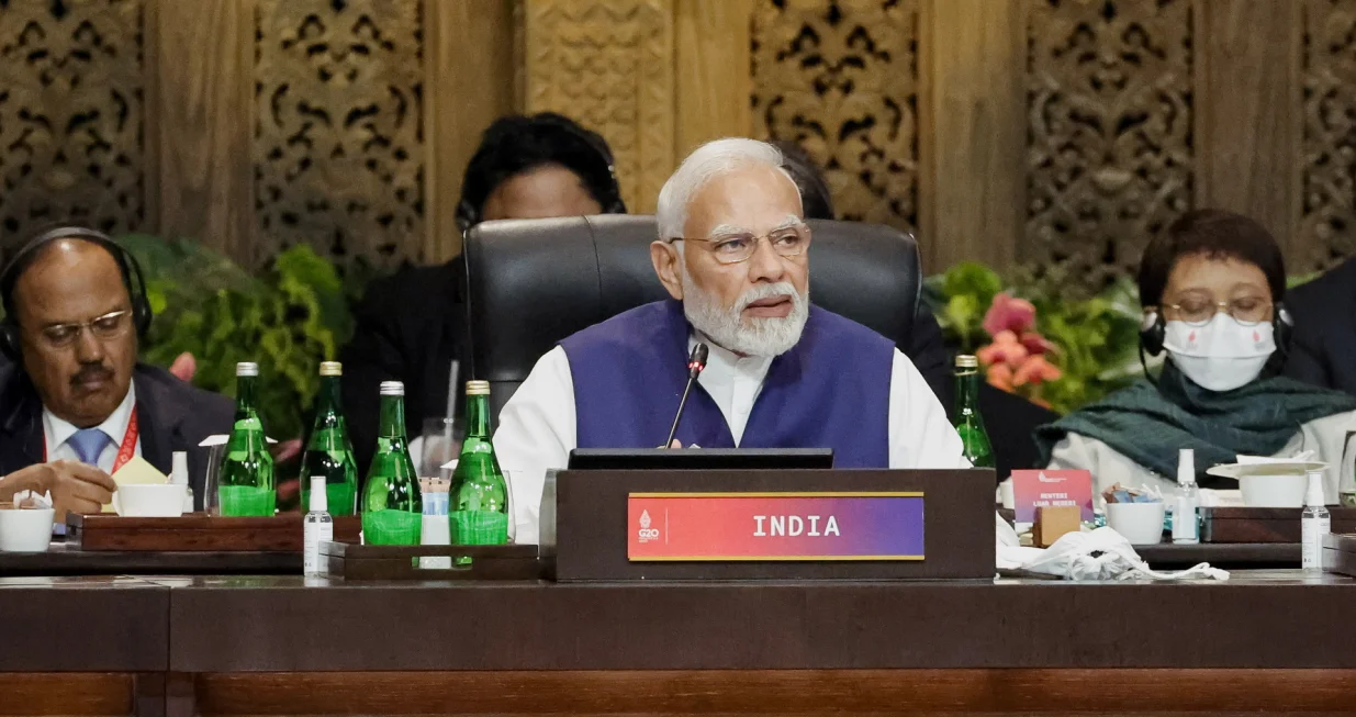 epa10307941 India's Prime Minister Narendra Modi attends a plenary session during the G20 Leaders' Summit in Bali, Indonesia, 16 November 2022. The 17th Group of Twenty (G20) Heads of State and Government Summit runs from 15 to 16 November 2022. EPA/WILLY KURNIAWAN/POOL/Willy Kurniawan/Pool