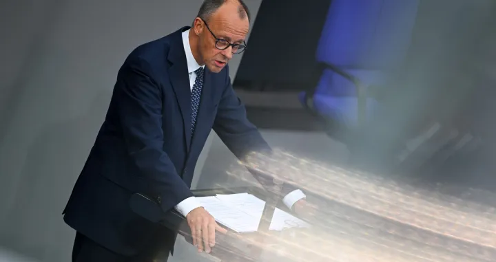 German Chancellor Friedrich Merz delivers a speech during a plenum session of the lower house of parliament, the Bundestag, in Berlin, Germany May 14, 2025. REUTERS/Annegret Hilse/Annegret Hilse