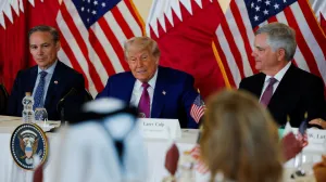 President and CEO of Boeing Kelly Ortberg, U.S. President Donald Trump and Chairman & CEO of GE Aerospace Larry Culp attend a roundtable discussion in Doha, Qatar, May 15, 2025. REUTERS/Brian Snyder/Brian Snyder