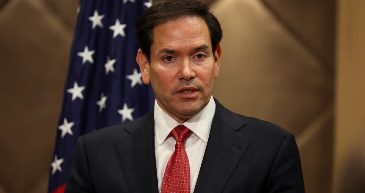 U.S. Secretary of State Marco Rubio speaks to the members of press, following NATO foreign ministers' informal meeting, in Antalya, Turkey May 15, 2025. REUTERS/Umit Bektas/Pool/Umit Bektas