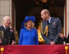 RETRANSMITTING AMENDING BYLINE TO AARON CHOWN King Charles III and Queen Camilla and the Prince of Wales on the balcony of Buckingham Palace, London, to view the fly past featuring the Royal Air Force's Red Arrows and current and historic military aircraft, at the end of the military procession marking the 80th anniversary of VE Day, and in honour of those who served during the Second World War. Picture date: Monday May 5, 2025. Photo: Aaron Chown/PRESS ASSOCIATION/Aaron Chown/press Association