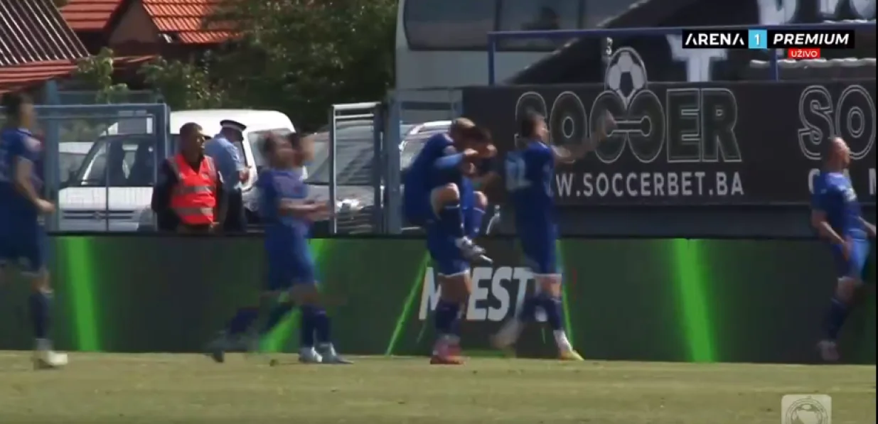 Gol Denkovića za 1:0 (FOTO: Screenshot/Arena Sport)
