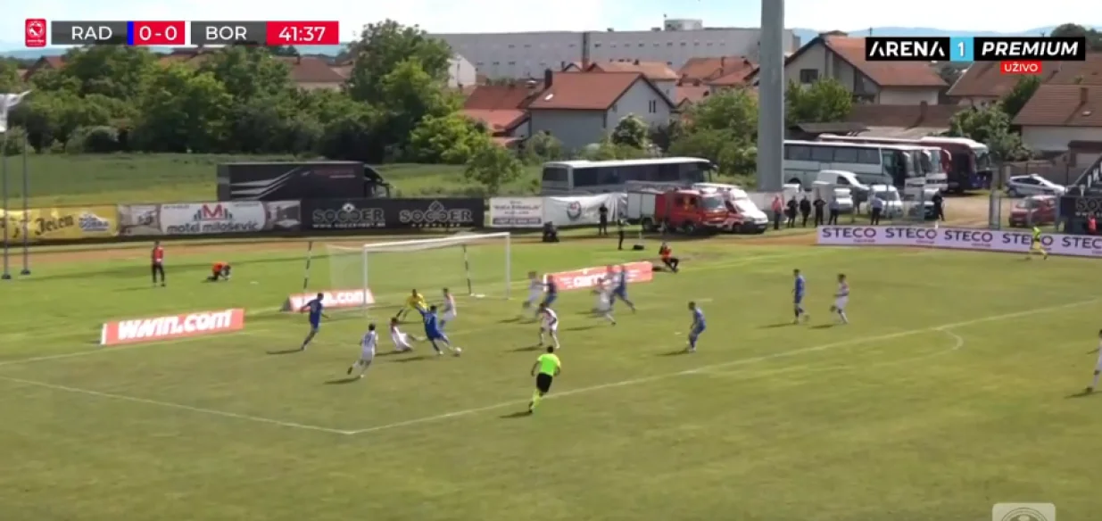 Gol Denkovića za 1:0 (FOTO: Screenshot/Arena Sport)