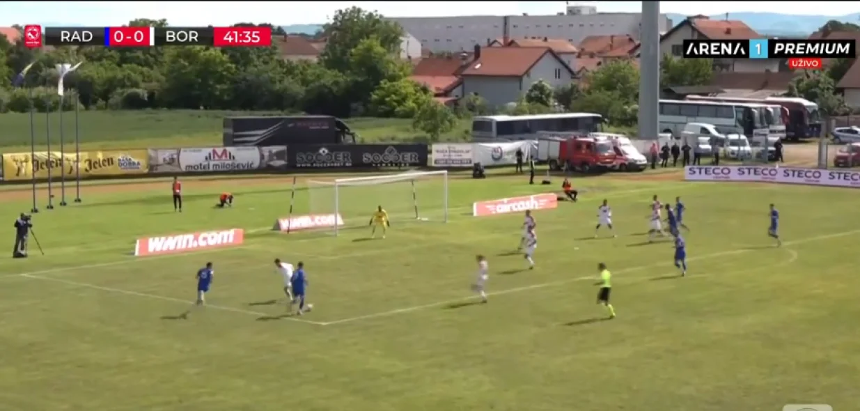 Gol Denkovića za 1:0 (FOTO: Screenshot/Arena Sport)