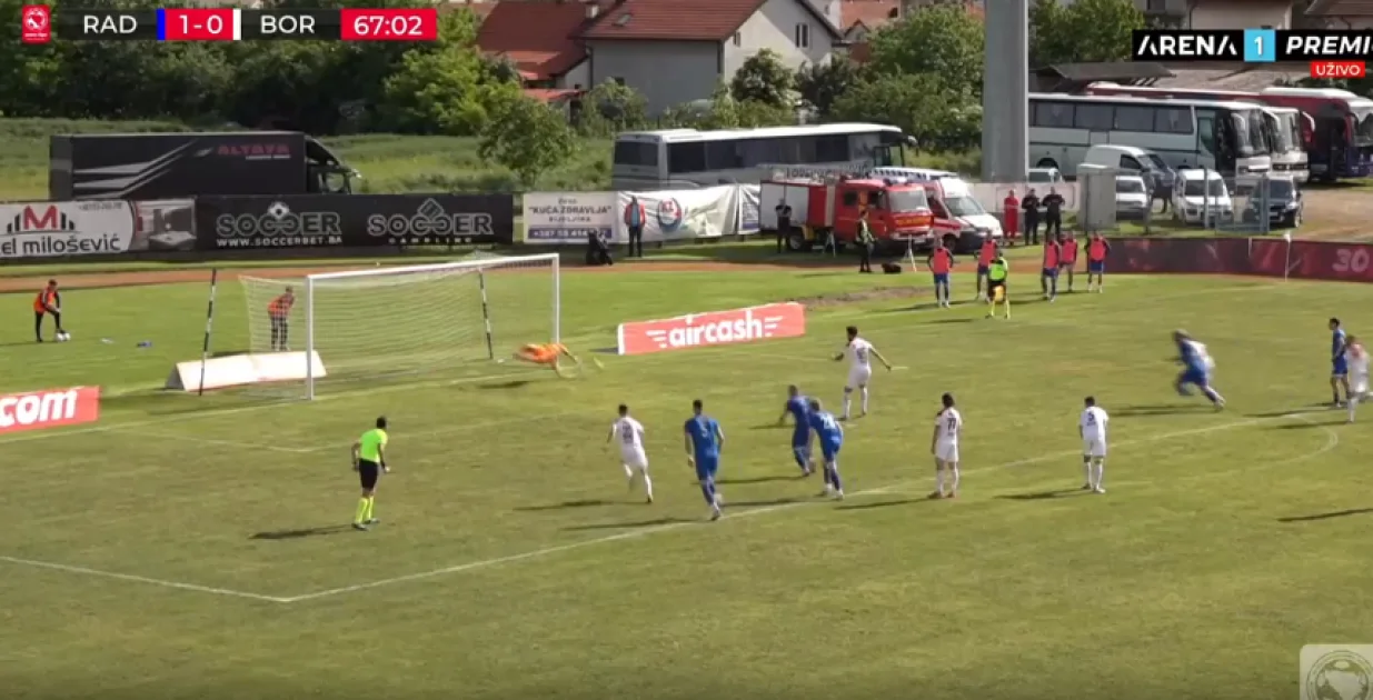 Odbrana golmana Radnika (FOTO: Screenshot/Arena Sport)