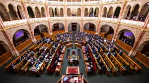 A general view of the Hungarian parliament as it votes to start the withdrawal process from the International Criminal Court (ICC) in Budapest, Hungary, May 20, 2025. REUTERS/Marton Monus/Marton Monus