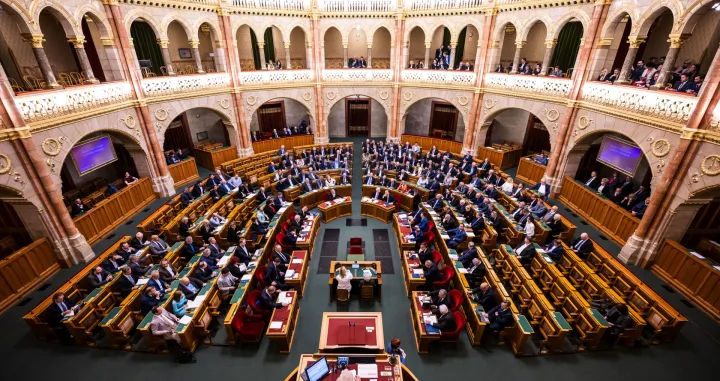 A general view of the Hungarian parliament as it votes to start the withdrawal process from the International Criminal Court (ICC) in Budapest, Hungary, May 20, 2025. REUTERS/Marton Monus/Marton Monus