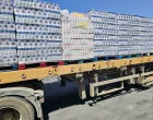 A truck loaded with aid is seen at the Kerem Shalom crossing between Israel and Gaza, on its Israeli side in this handout image obtained by Reuters on May 20, 2025. COGAT/Handout via REUTERS THIS IMAGE HAS BEEN SUPPLIED BY A THIRD PARTY/Cogat