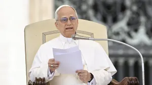 VATIKAN - Papa Lava XIV na njegovoj prvoj generalnoj audijenciji na Trgu Svetog Petra u Vatikanu, 21. maja 2025. godine. (isabella Bonotto - Anadolu Agency)/