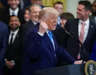 U.S. President Donald Trump speaks as he welcomes the Florida Gators, the 2025 NCAA Men's Division I Basketball Champions, at the White House in Washington, D.C., U.S., May 21, 2025. REUTERS/Evelyn Hockstein/Evelyn Hockstein