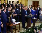 U.S. President Donald Trump speaks as he welcomes the Florida Gators, the 2025 NCAA Men's Division I Basketball Champions, at the White House in Washington, D.C., U.S., May 21, 2025. REUTERS/Evelyn Hockstein/Evelyn Hockstein