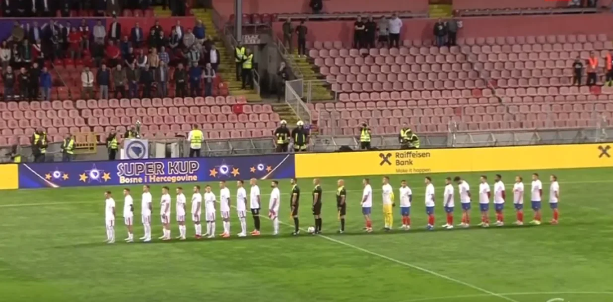 Igrači Zrinjskog i Borca (FOTO: Screenshot/Arena Sport)