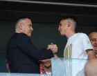 25.05.2025., stadion HNK Rijeka, Rijeka - SuperSport HNL, 36. kolo, HNK Rijeka pobjedom nad NK Slaven Belupo postala je prvak Hrvatske. dodjela medalja igracima HNK Rijaka. Marijan Kustic, Aleksa Todorovic, Luka Menalo Photo: Sanjin Strukic/PIXSELL