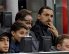 epa10288948 Milan's Zlatan Ibrahimovic reacts during the Italian Serie A soccer match between AC Milan and Spezia Calcio in Milan, Italy, 05 November 2022. EPA/MATTEO BAZZI
