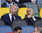 epa10247154 President of Lazio, Claudio Lotito (R),with Sporting Director of Lazio, Igli Tare (L), on the stands during the Italian Serie A soccer match between SS Lazio and Udinese Calcio, in Rome, Italy, 16 October 2022. EPA/RICCARDO ANTIMIANI