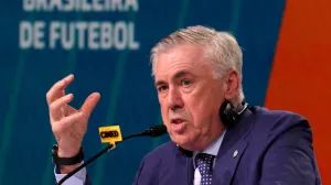 Soccer Football - Brazil unveils new coach Carlo Ancelotti - Grand Hyatt, Rio de Janeiro, Brazil - May 26, 2025 New Brazil coach Carlo Ancelotti during the press conference REUTERS/Ricardo Moraes  TPX IMAGES OF THE DAY