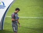 epa08625283 Real Madrid's head coach Raul Gonzalez Blanco, reacts with the medal after the victory of the UEFA Youth League final soccer match between SL Benfica from Portugal and Real Madrid CF from Spain at the Colovray Sports Centre stadium in Nyon, Switzerland, 25 August 2020. EPA/JEAN-CHRISTOPHE BOTT