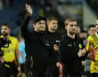epa10338898 German club Borussia Dortmund's head coach Edin Terzic waves to spectators after a match against Vietnam during the Borussia Dortmund Asia Tour, at My Dinh stadium, in Hanoi, Vietnam, 30 November 2022. EPA/LUONG THAI LINH