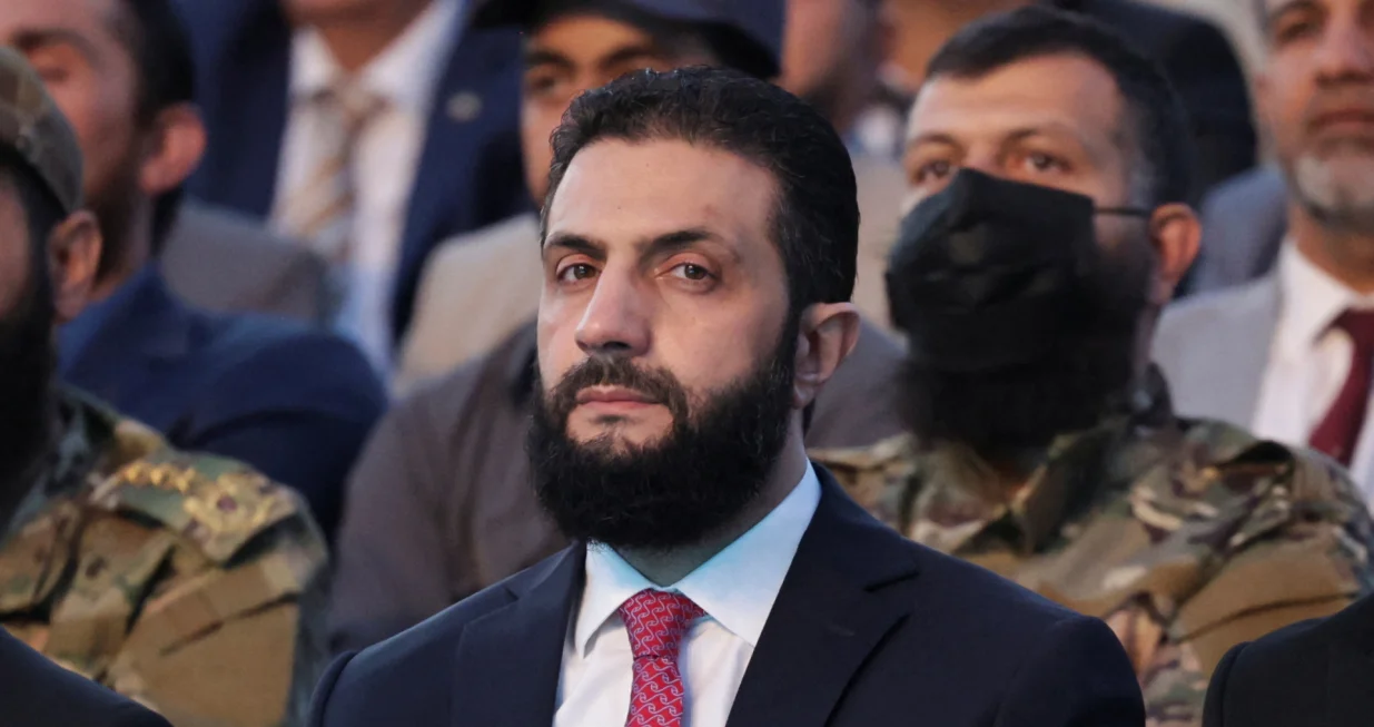 Syria's interim President Ahmed al-Sharaa looks on as he attends the "Aleppo, Key to Victory" celebration marking Syria's liberation, in Aleppo, Syria May 27, 2025. REUTERS/Khalil Ashawi/Khalil Ashawi