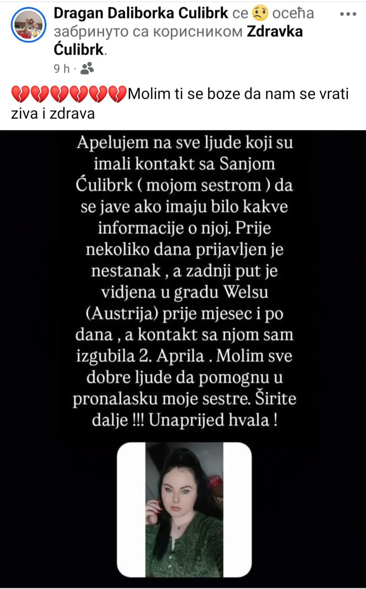 Nestala Sanja Ćulibrk//