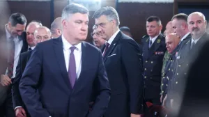 28.05.2025., Zagreb - -Svecana akademija povodom obiljezavanja Dana Hrvatske vojske, Dana Hrvatske kopnene vojske i 34. obljetnice ustrojavanja Hrvatske vojske. potpredsjednik Vlade i ministar branitelja Tomo Medved, Zoran Milanovic, Zeljko Reiner i predsjednik Vlade RH Andrej Plenkovic Photo: Slavko Midzor/PIXSELL/Slavko Midzor/pixsell