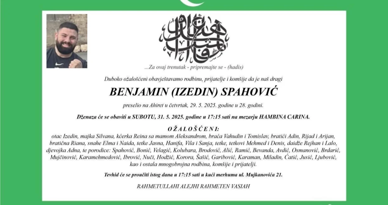 Benjamin Spahović dženaza/