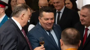 05.04.2025., Palata Republike, Banja Luka (BiH) - Predsjednik RS Milorad Dodik urucio je odlikovanja: Orden Njegosa I reda - Glavnoj upravi Ministarstva unutarnjih poslova Ruske Federacije za Grad Moskvu, zatim Orden casti sa srebrnim zracima ruskim drzavljanima: Novikovu Vladislavu Anatoljevicu, Milovanovu Pavelu Pavlovicu, Gafurovu Ramilju Hajdarovicu i Solovjevu Juriju Vladimirovicu. Photo: Dejan Rakita/PIXSELL/Dejan Rakita/pixsell