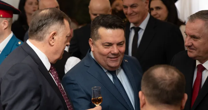 05.04.2025., Palata Republike, Banja Luka (BiH) - Predsjednik RS Milorad Dodik urucio je odlikovanja: Orden Njegosa I reda - Glavnoj upravi Ministarstva unutarnjih poslova Ruske Federacije za Grad Moskvu, zatim Orden casti sa srebrnim zracima ruskim drzavljanima: Novikovu Vladislavu Anatoljevicu, Milovanovu Pavelu Pavlovicu, Gafurovu Ramilju Hajdarovicu i Solovjevu Juriju Vladimirovicu. Photo: Dejan Rakita/PIXSELL/Dejan Rakita/pixsell