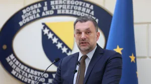 SARAJEVO, 5. aprila (FENA) - Press konferencija ministra vanjskih poslova BiH Elmedina Konakovića. (Foto FENA/Hazim Aljović)./