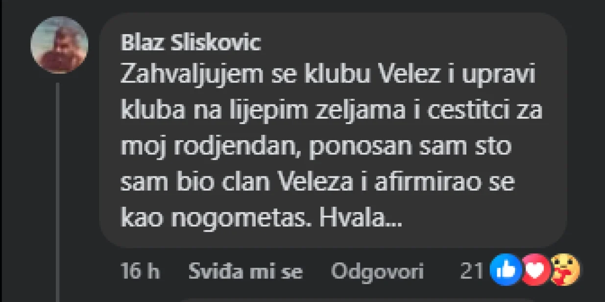 Komentar Bake Sliškovića (FOTO: Screenshot/Facebook)