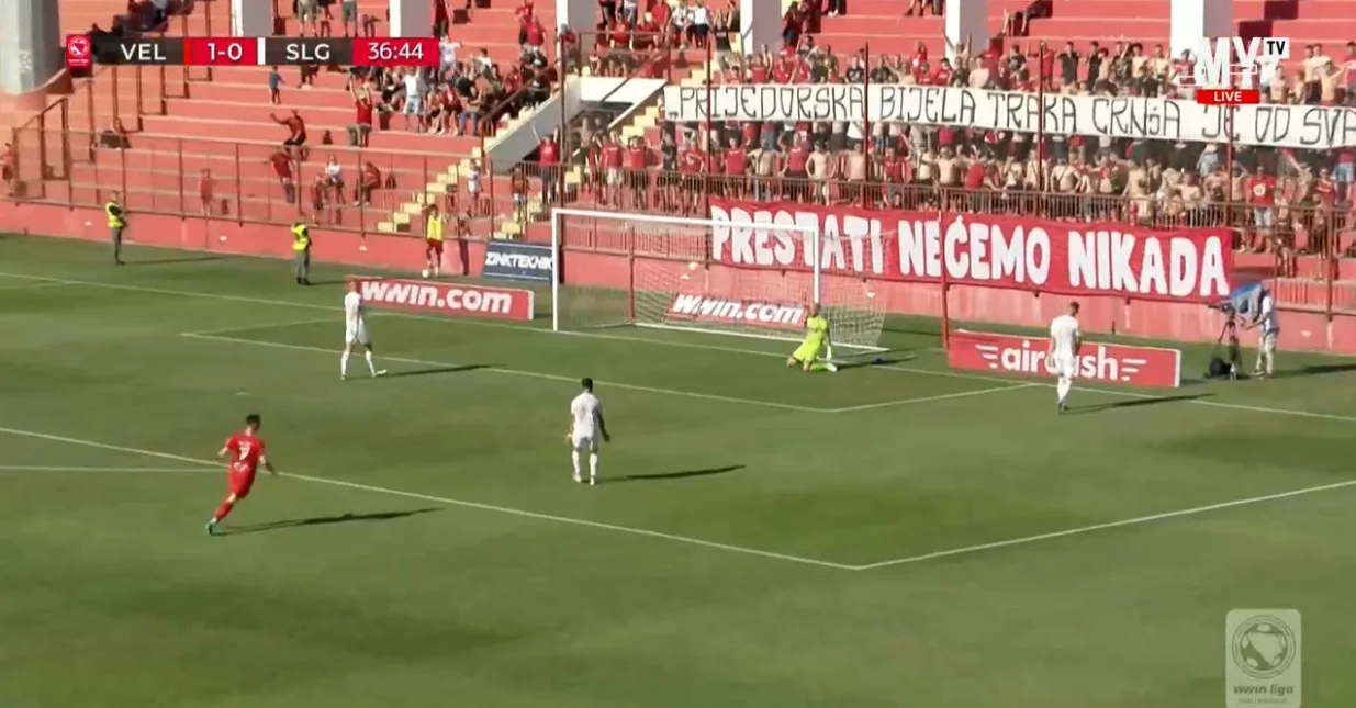 Drugi gol Haskića protiv Sloge (FOTO: Screenshot)
