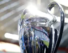 Soccer Football - Champions League - Final - Paris St Germain Training - Allianz Arena, Munich, Germany - May 30, 2025 General view of the Champions League trophy REUTERS/Peter Cziborra