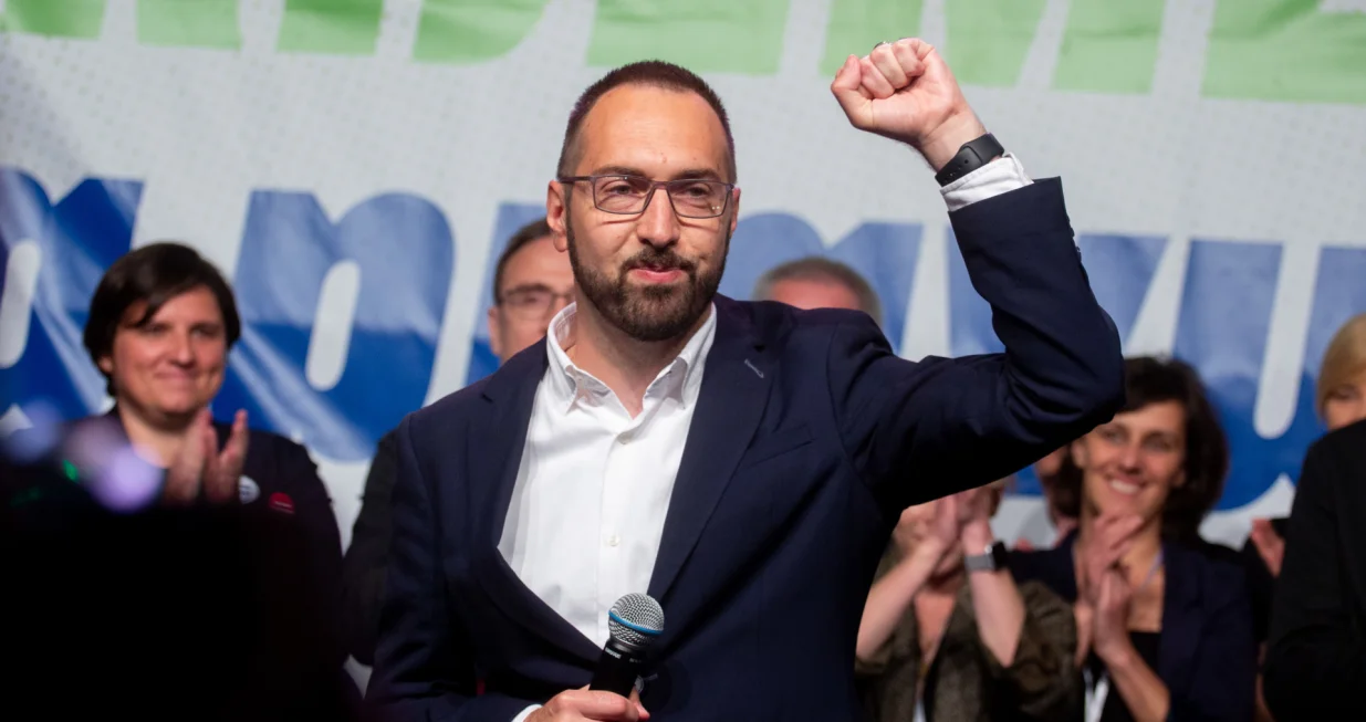 Zagreb, Hrvatska - 30. svibnja 2021:Novi gradonačelnik Grada Zagreba Tomislav Tomašević dobio je 65,25 posto glasova Zagrepčana nakon drugog kruga lokalnih izbora u kojem je pobijedio protukandidata Miroslava Škoru iz stranke Domovinski pokret (Stipe Majic - Anadolu Agency)/Stipe Majic