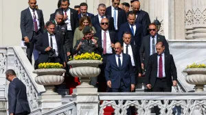 Chief of the Turkish General Staff, Metin Gurak and Turkey's intelligence chief, Ibrahim Kalin, walk after a meeting at Ciragan Palace on the day of the second round of peace talks between Russia and Ukraine, in Istanbul, Turkey, June 2, 2025. REUTERS/Murad Sezer/Murad Sezer