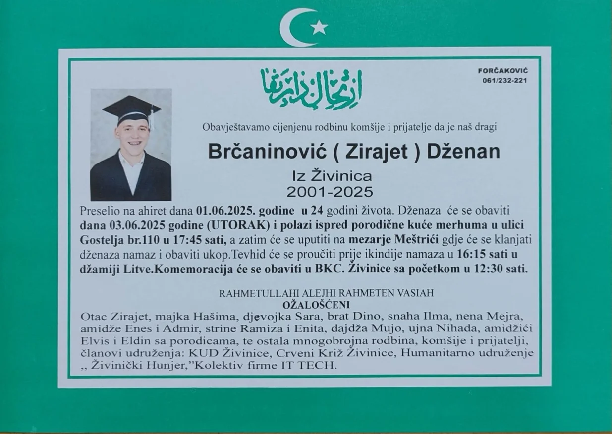 Dženan Brčaninović smrtovnica/-