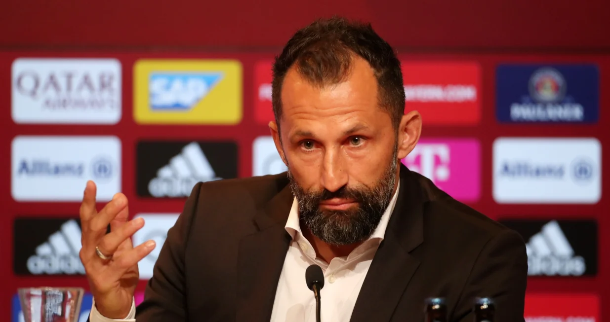 epa10027837 Bayern Munich sporting director Hasan Salihamidzic at a press conference during the presentation of Sadio Mane as a new signing for Bayern Munich, Munich, 22 June 2022. The Senegalese international left Liverpool FC after six years to join the German champions on a three-year contract. EPA/MARTIN DIVISEK
