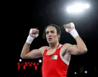 FILE PHOTO: Paris 2024 Olympics - Boxing - Women's 66kg - Final - Roland-Garros Stadium, Paris, France - August 09, 2024. Imane Khelif of Algeria celebrates winning against Liu Yang of China. REUTERS/Peter Cziborra/File Photo