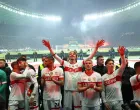 Soccer Football - DFB Cup - Final - Arminia Bielefeld v VFB Stuttgart - Olympiastadion, Berlin, Germany - May 24, 2025 VfB Stuttgart's Jeff Chabot, VfB Stuttgart's Atakan Karazor, VfB Stuttgart's Nick Woltemade, VfB Stuttgart's Ermedin Demirovic and VfB Stuttgart's Angelo Stiller celebrate after winning the DFB Cup Final REUTERS/Leon Kuegeler DFB REGULATIONS PROHIBIT ANY USE OF PHOTOGRAPHS AS IMAGE SEQUENCES AND/OR QUASI-VIDEO.