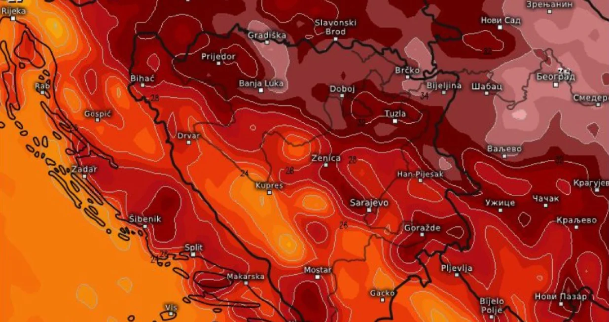 Maksimalne temperature u nedjelju/BHMeteo/Bhmeteo 