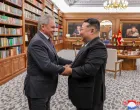 North Korean leader Kim Jong Un shakes hands with Russia's Secretary of the Security Council Sergei Shoigu in Pyongyang, North Korea, June 4, 2025, in this picture released by the Korean Central News Agency. KCNA via REUTERS ATTENTION EDITORS - THIS IMAGE WAS PROVIDED BY A THIRD PARTY. REUTERS IS UNABLE TO INDEPENDENTLY VERIFY THIS IMAGE. NO THIRD PARTY SALES. SOUTH KOREA OUT. NO COMMERCIAL OR EDITORIAL SALES IN SOUTH KOREA.  TPX IMAGES OF THE DAY/Kcna