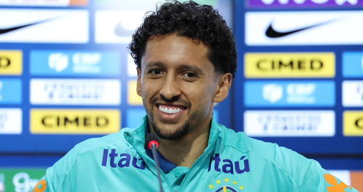 Soccer Football - World Cup - South American Qualifiers - Brazil Press Conference - CT Joaquim Grava, Sao Paulo, Brazil - June 3, 2025 Brazil's Marquinhos during a press conference REUTERS/Jorge Silva