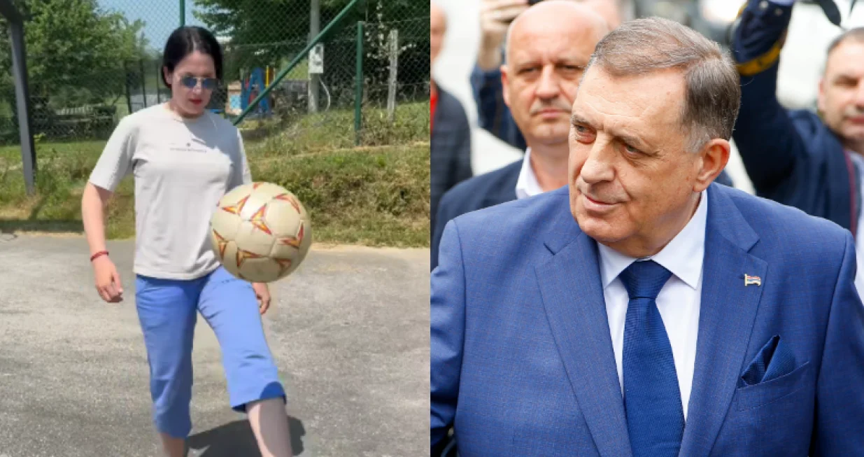 Jelena Trivić i Milorad Dodik (FOTO: Screenshot/Oslobođenje)